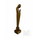 Wooden Sculpture of Madonna Inspired by Zakopane Style.