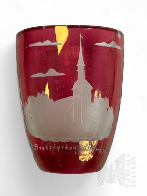 Ruby Glass Glass Glass Cup/Vase - Brahe Church (Brakekyrkan), Visingsö, Sweden