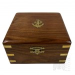Wooden Box with Metal Fittings and Anchor