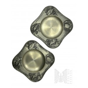 Fish, Frogs and Crayfish (But Where Frogs?) - Two Metal Saucers