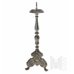 19th Century - Large Tin Candlestick Mother of God.