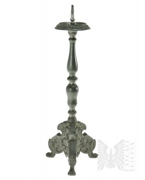19th Century - Large Tin Candlestick Mother of God.