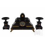 19th - 20th Century Clock Set with Candlesticks - Clock in Stone Case