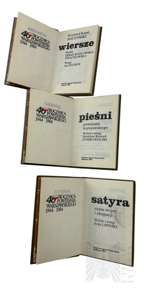 PRL, Białystok, 1984. - Tři svazky poezie 40. výročí Varšavského povstání, Národní vydavatelská agentura.