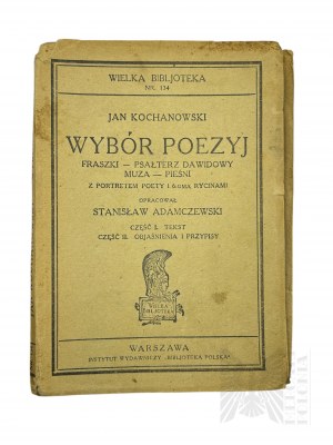 II RP, 1929 r. - Książka Jan Kochanowski, “Wybór Poezyj”, oprac. Stanisław Adamczewski, Cz. I-II; Warszawa : Instytut Wydawniczy 