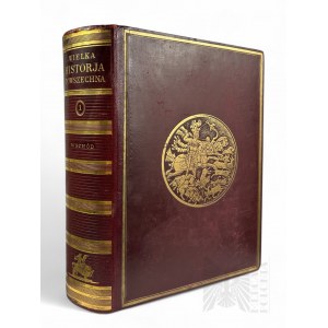 Deuxième République, 1935. - Le livre Grande histoire universelle. T. I : L'histoire ancienne de l'humanité et l'histoire des pays orientaux, édité par Józef Bromski ; Varsovie : publié par la librairie Trzaska, Evert et Michalski.