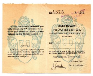 1914, Lvov - Výroční lístek Společnosti přátel výtvarného umění ve Lvově