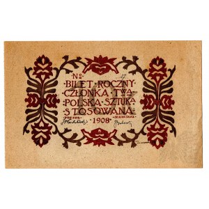1908 r. - Billet de membre annuel de la Société polonaise des arts appliqués, Fig. Jan Bukowski