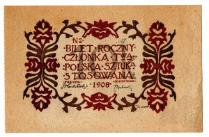 1908 r. - Výroční členská vstupenka Polské společnosti užitého umění, obr. Jan Bukowski
