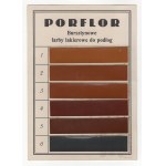 II RP - Dépliant publicitaire de la peinture vernie Porflor, Przetwórnia Olejów Roślinnych Sp. Akc. à Radom ; Échantillon de couleurs