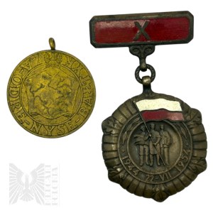 PRL - Legitymacja Członkowska Towarzystwo Przyjaźni Polsko-Radzieckiej (Polish-Soviet Friendship Society Membership Card); Badges for Long Years of Work in the Mining Industry, Medal for the 10th Anniversary of the People's Republic of Poland, Medal for t