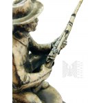 Figure en métal d'un carabinier sur un piédestal - Skytteringens Hederspris, G.AB.N.S..