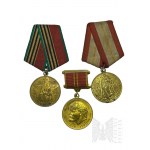 USSR - Collection of Soviet Medals: Thirtieth Anniversary Medal of Victory in the Great Patriotic War 1941-1945, 70 Years of the Armed Forces of the USSR and Others.