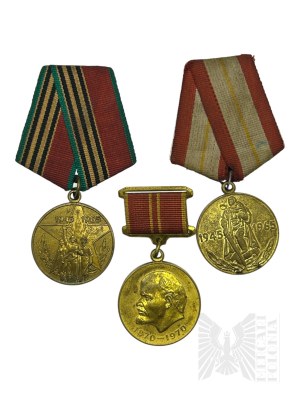 USSR - Collection of Soviet Medals: Thirtieth Anniversary Medal of Victory in the Great Patriotic War 1941-1945, 70 Years of the Armed Forces of the USSR and Others.