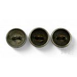 Three Eagle Buttons wz. 1923: Two Essef Alpacca (White Metal), One Signature Bronislaw Grabski Łódź