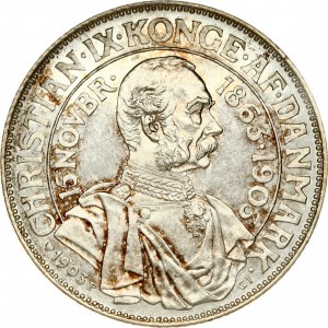 Denmark 2 Kroner 1903 P GJ Anniversary of Reign