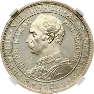 Denmark 2 Kroner 1906 VBP GJ Death of Christian IX NGC MS 63