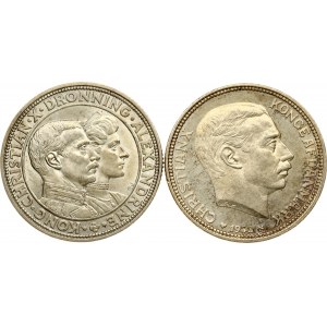 Dánsko 2 koruny emise 1923 a 1930 Pamětní mince, sada 2 mincí