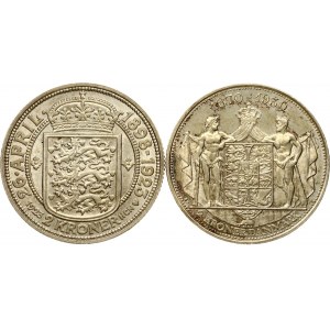 Dánsko 2 koruny emise 1923 a 1930 Pamětní mince, sada 2 mincí