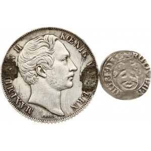 Germany Solms-Lich 2 Kreuzer 1591 & Bavaria 2 Gulden 1848 Lot of 2 coins