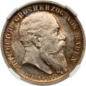 German Baden 2 Mark 1907 Death NGC MS 63