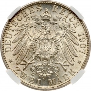 German Baden 2 Mark 1907 Death NGC MS 63