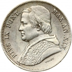 Italy Papal States Vatican City 20 Baiocchi 1865 R AN. XIX