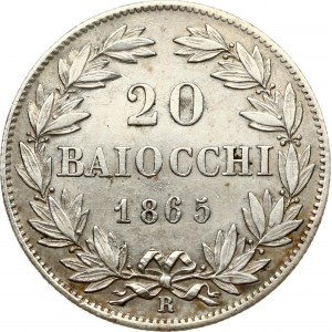 Italy Papal States Vatican City 20 Baiocchi 1865 R AN. XIX