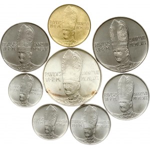 Italy Vatican City 1 - 500 Lire 1969 Set Lot of 8 coins