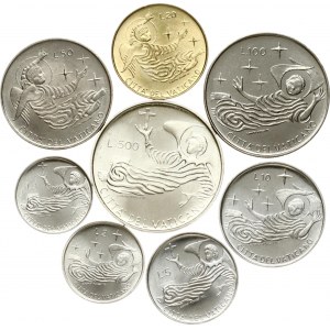 Italy Vatican City 1 - 500 Lire 1969 Set Lot of 8 coins