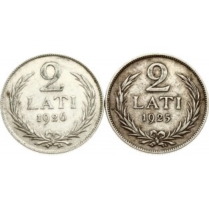 Lettland 2 Lati 1925 &amp; 1926 Lot von 2 Münzen