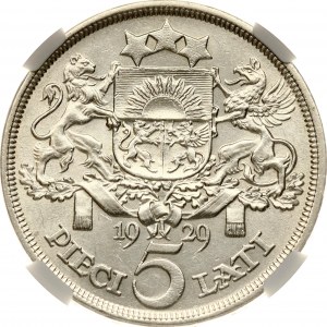 Latvia 5 Lati 1929 NGC AU 58