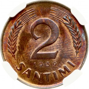 Latvia 2 Santimi 1939 NGC MS 64 RB