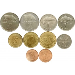Latvia 1 Santims - 2 Lati 1992 SET Lot of 10 Coins