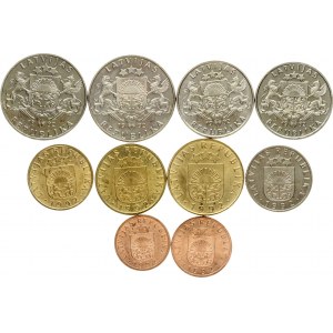 Latvia 1 Santims - 2 Lati 1992 SET Lot of 10 Coins
