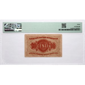 Lithuania 10 Centu 1922 PMG 30 Very Fine