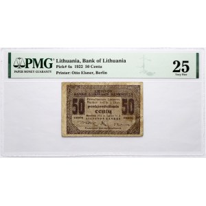 Lithuania 50 Centu 1922 PMG 25 Very Fine