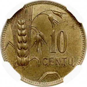 Lithuania 10 Centu 1925 NGC MS 63