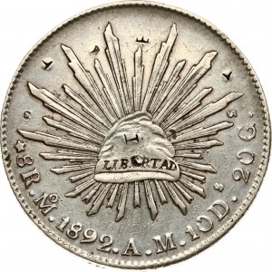 Mexico 8 Reales 1892 Mo AM Chopmarked