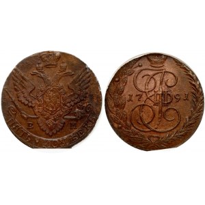 Rosja 5 kopiejek 1791 ЕМ NGC MS 63 BN
