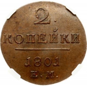 Russie 2 Kopecks 1801 ЕМ NGC MS 62 BN
