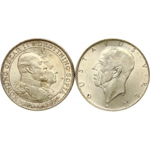 Schweden 2 Kronor 1907 &amp; 1938 Gedenkausgabe Lot von 2 Münzen