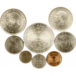 Švédsko 5 Ruda - 50 korún 1966-1975 Lot of 8 coins