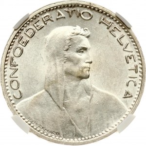 Switzerland 5 Francs 1923 B Herdsman NGC AU 58