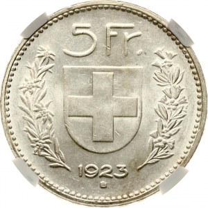 Switzerland 5 Francs 1923 B Herdsman NGC AU 58