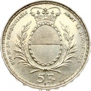 Suisse 5 Francs 1934 B Festival de tir de Fribourg