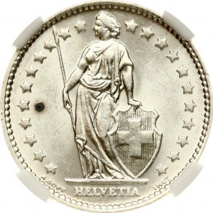 Switzerland 1 Franc 1965 B Helvetia standing NGC MS 62