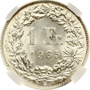 Switzerland 1 Franc 1965 B Helvetia standing NGC MS 62