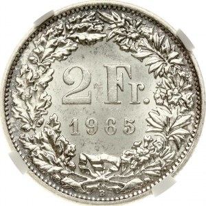 Switzerland 2 Francs 1965 B Helvetia standing NGC MS 64