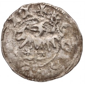 Władysław Jagiełło 1386-1434, półgrosz, Kraków, sygnatura ☘